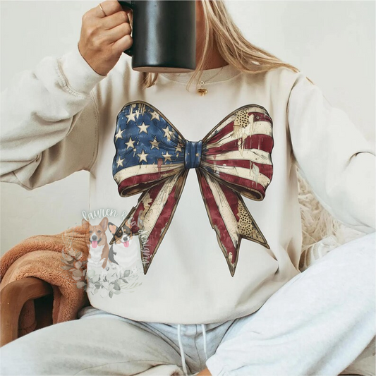 Patriotic Distressed Bow